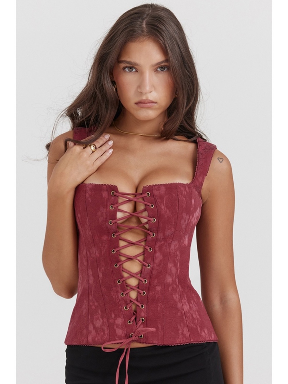 NEW House of CB Parisa Corset Top Burgundy Medium